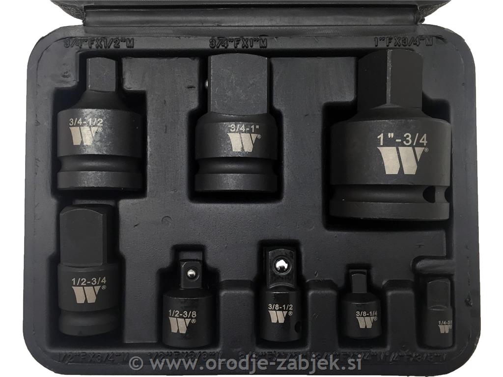 Adapter Set; 8-Piece Set Impact,1/4''dr-1''dr WELZH