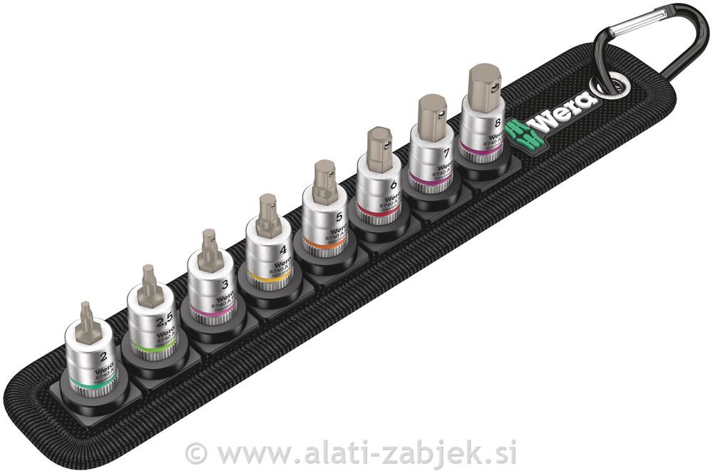 Belt A 2 Zyklop In-Hex-Plus bit socket set with holding function, 1/4" drive, 8 WERA